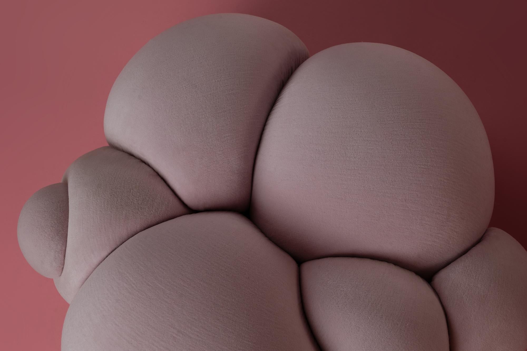 Modern Peaches Pouffe by Lara Bohinc, Pink Wool Fabric, Organic Shape, stool For Sale