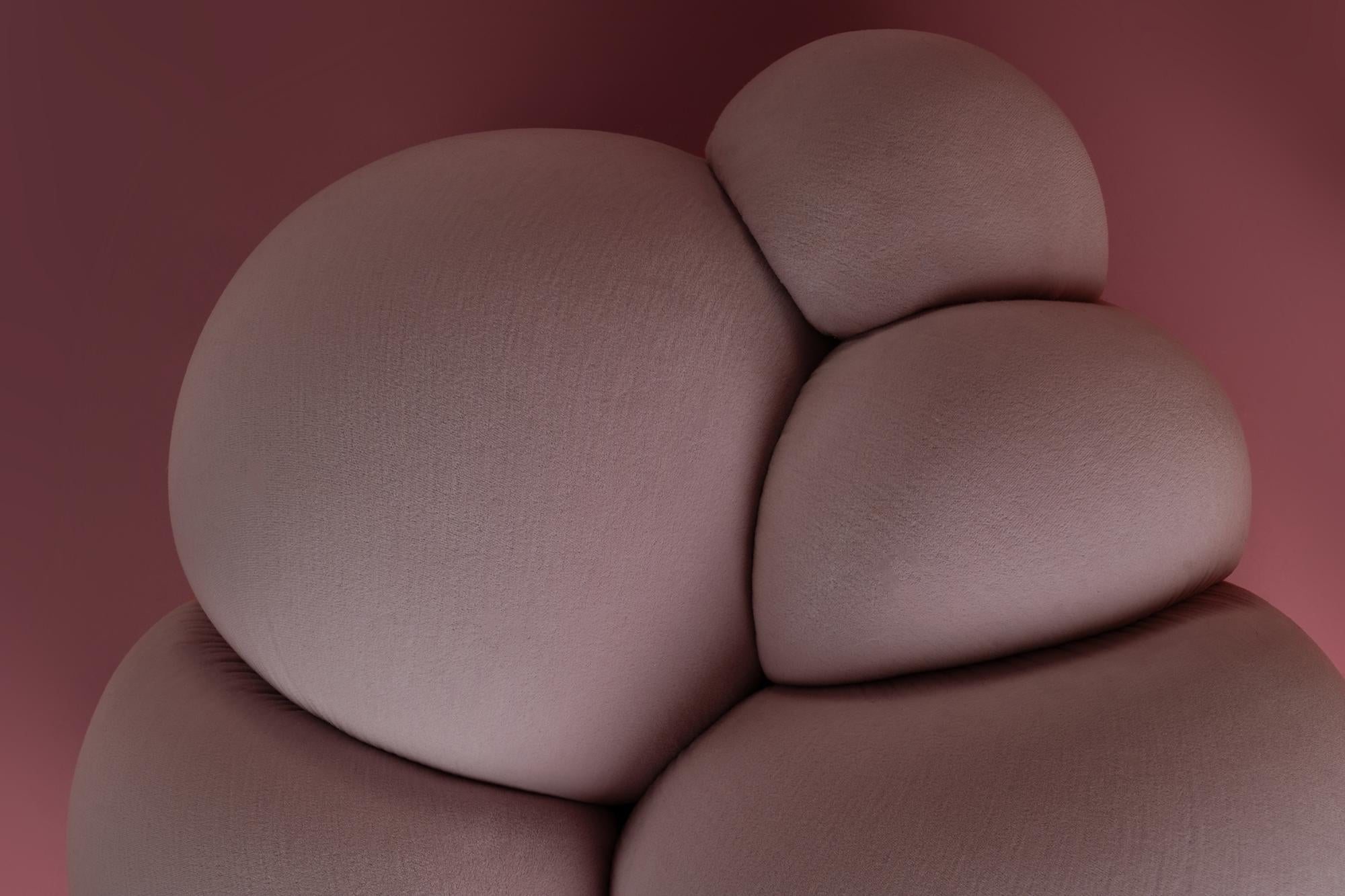 Portuguese Peaches Pouffe by Lara Bohinc, Pink Velvet Fabric, Organic Shape, stool For Sale