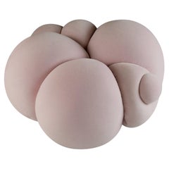 Peaches Pouffe by Lara Bohinc, Pink Wool Fabric, Organic Shape, stool, in Stock