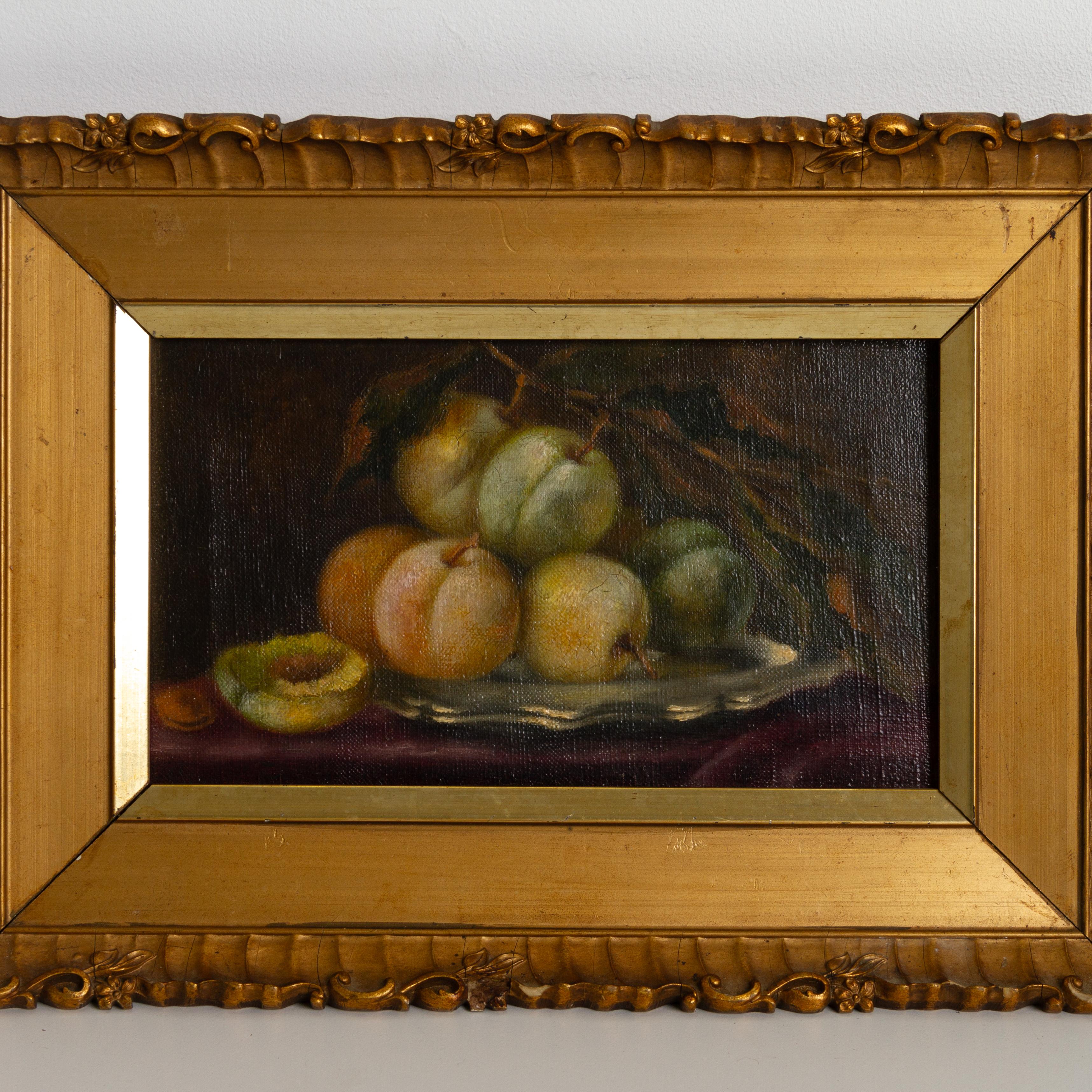 In buone condizioni
Da una collezione privata
Spedizione internazionale gratuita
Natura morta di pesche Pittura ad olio del XIX secolo 
