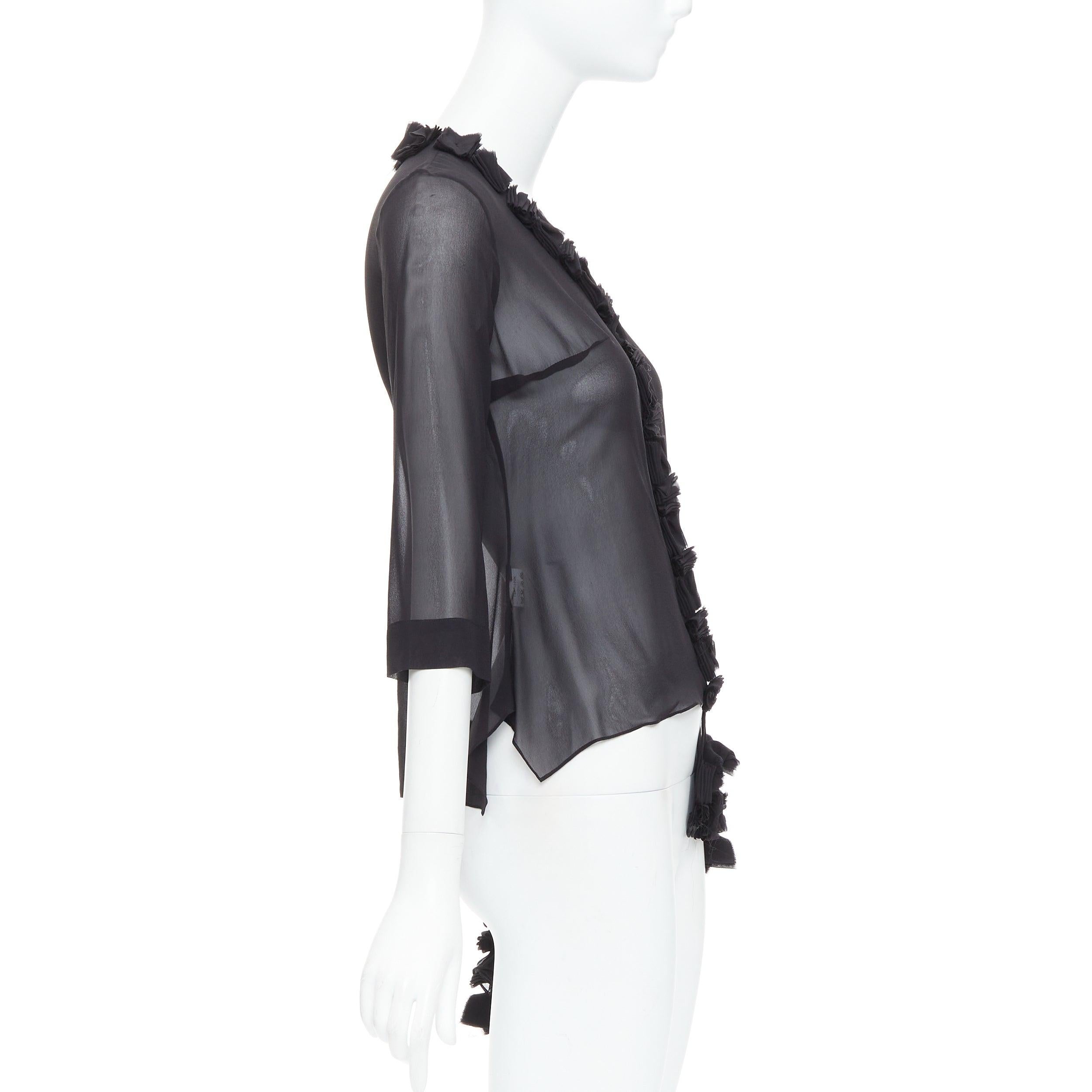 PEACHOO KREJBERG 10 CORSO COMO 100% silk black sheer blouse FR34 XS In Good Condition For Sale In Hong Kong, NT