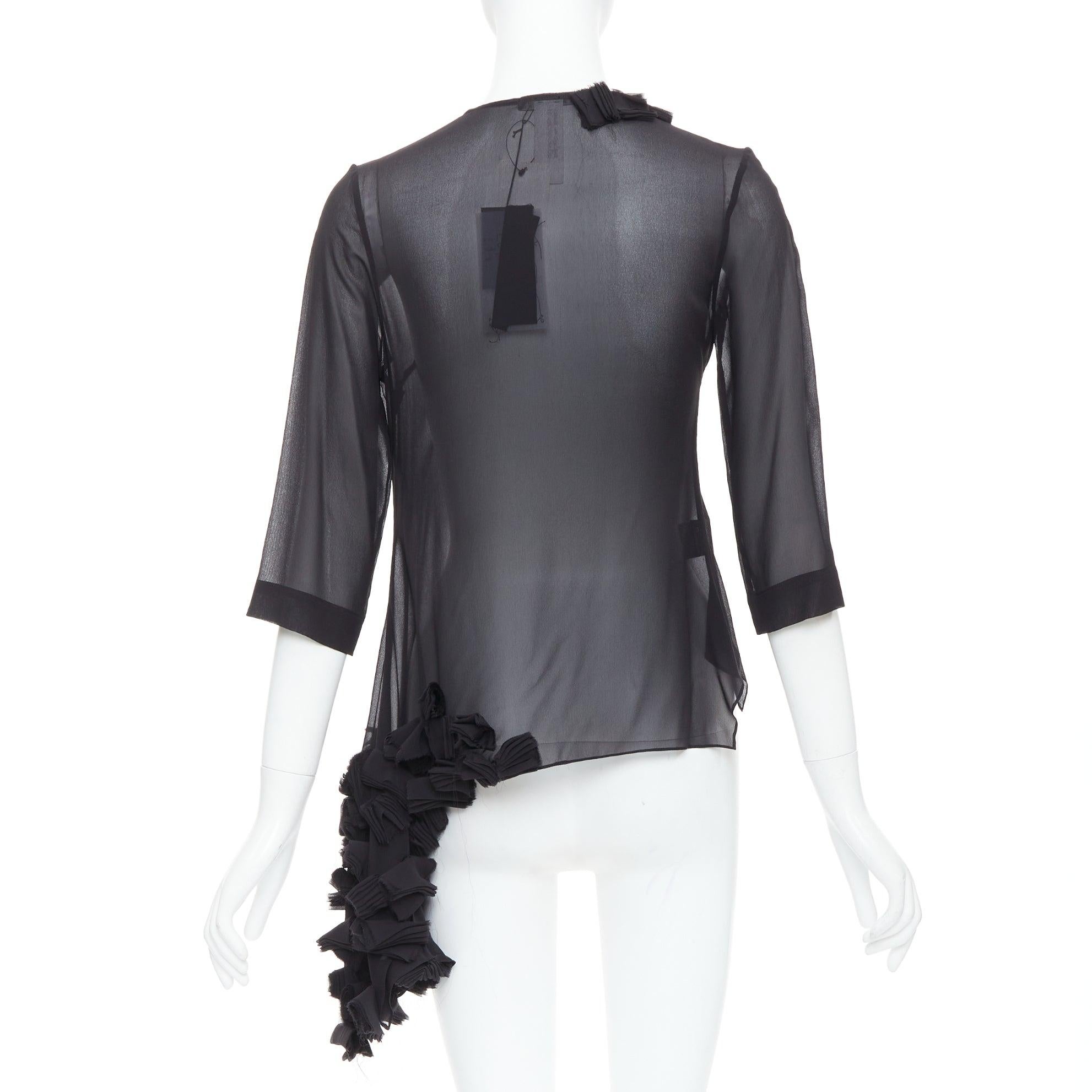 Women's PEACHOO KREJBERG 10 CORSO COMO 100% silk black sheer blouse FR34 XS For Sale
