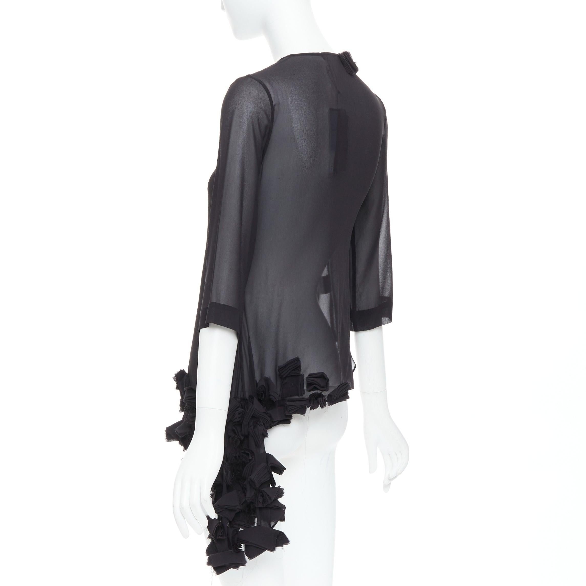 PEACHOO KREJBERG 10 CORSO COMO 100% silk black sheer blouse FR34 XS For Sale 1