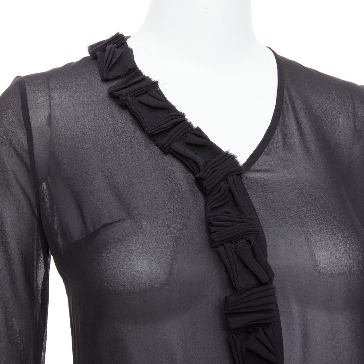PEACHOO KREJBERG 10 CORSO COMO 100% silk black sheer blouse FR34 XS For Sale 2