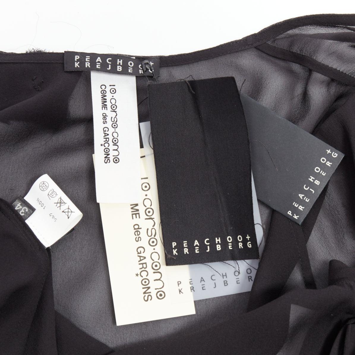PEACHOO KREJBERG 10 CORSO COMO 100% silk black sheer blouse FR34 XS For Sale 3