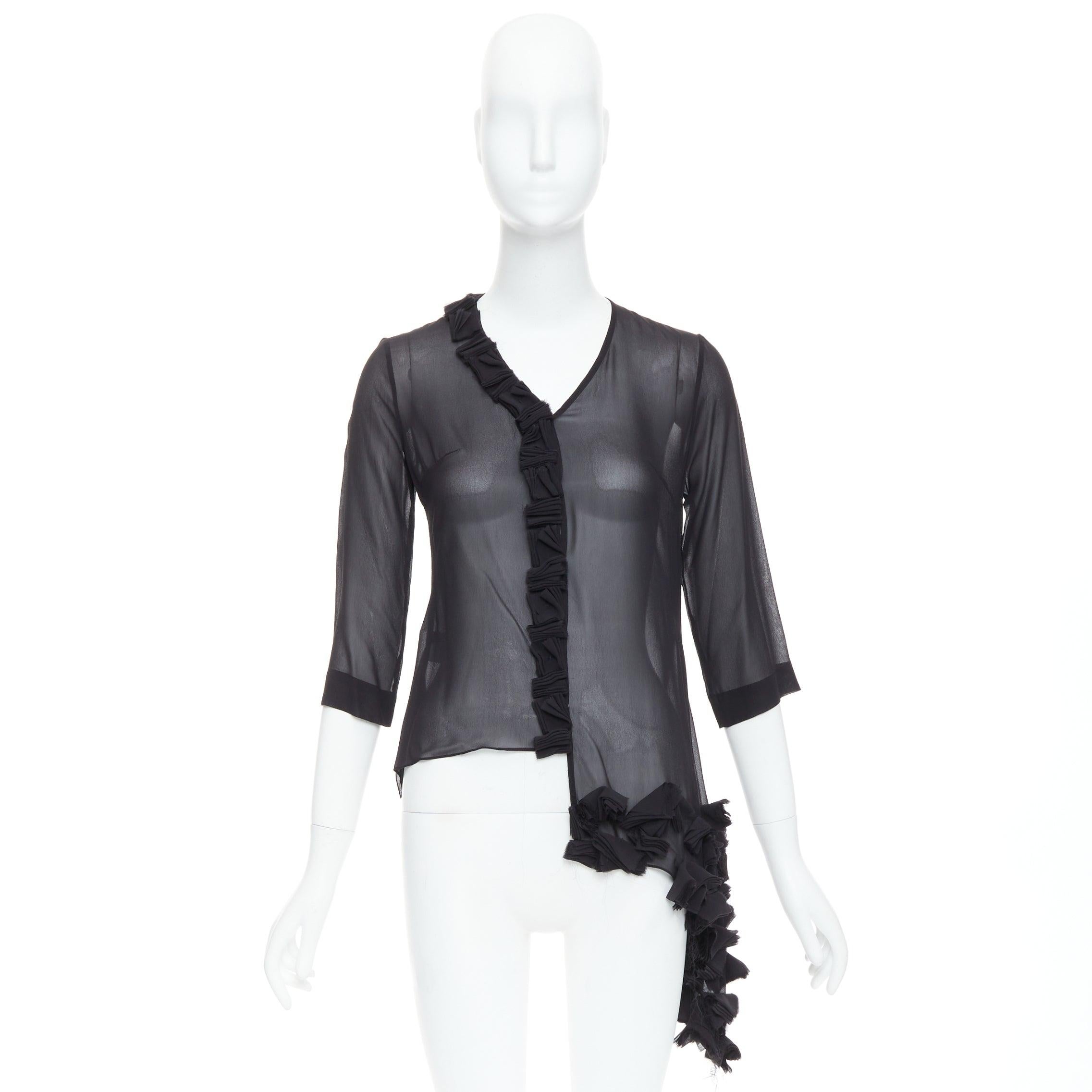 PEACHOO KREJBERG 10 CORSO COMO 100% silk black sheer blouse FR34 XS For Sale 4