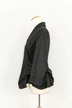 Peachoo + Krejberg Black Top in Black Cotton Shirt