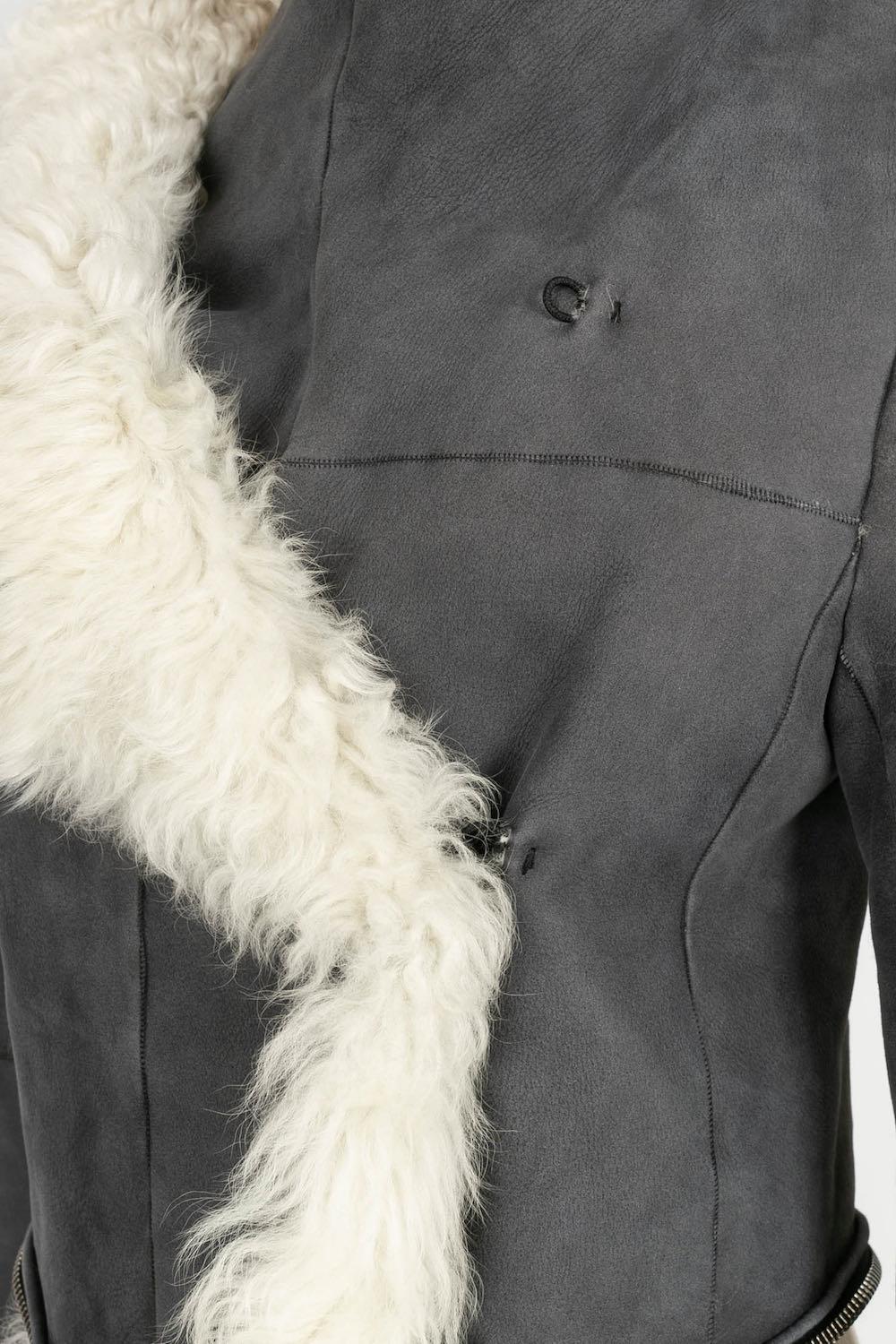 Peachoo + Krejberg Mantel aus Leder und Wolle im Angebot 7