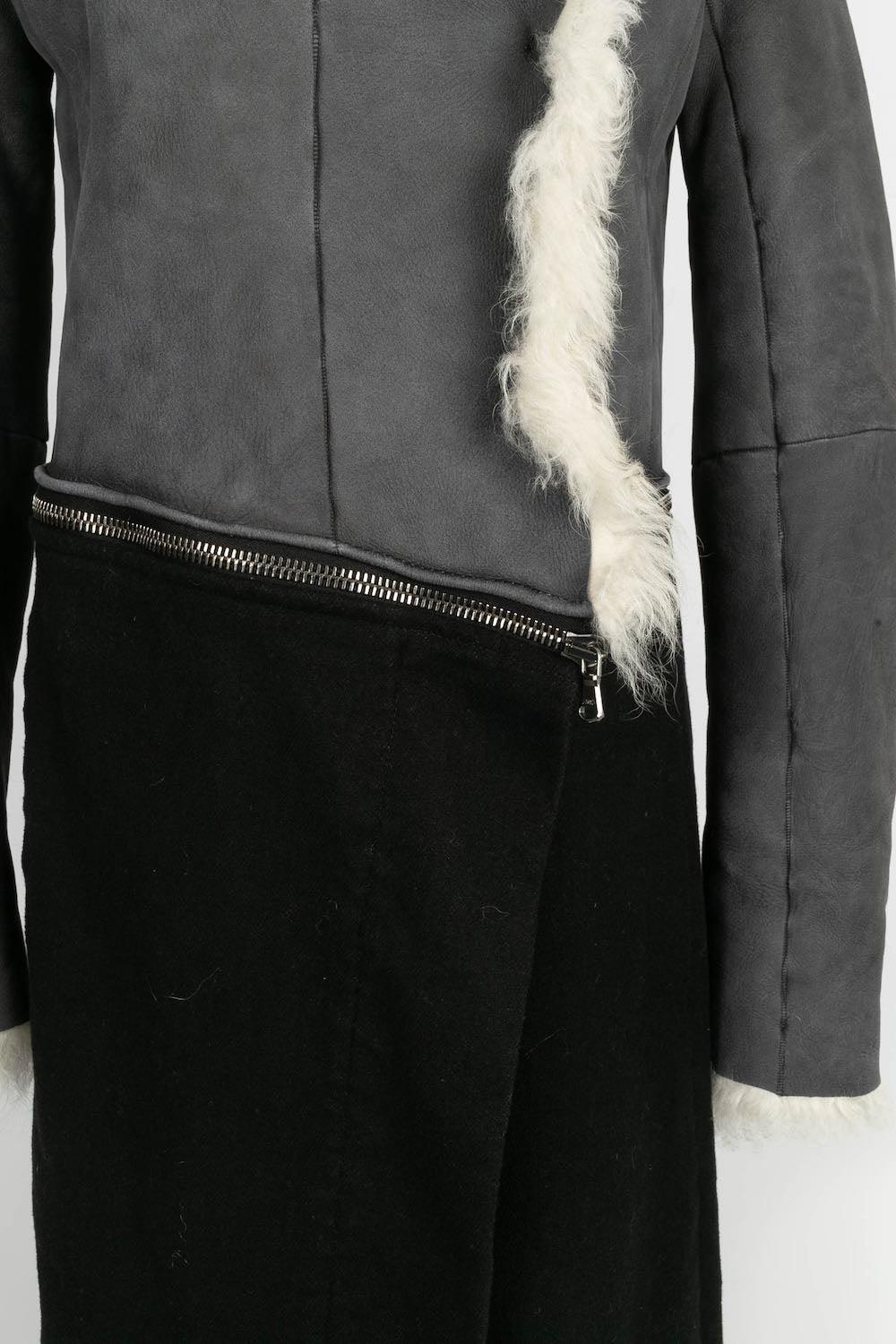Peachoo + Krejberg Coat of Leather and Wool For Sale 2