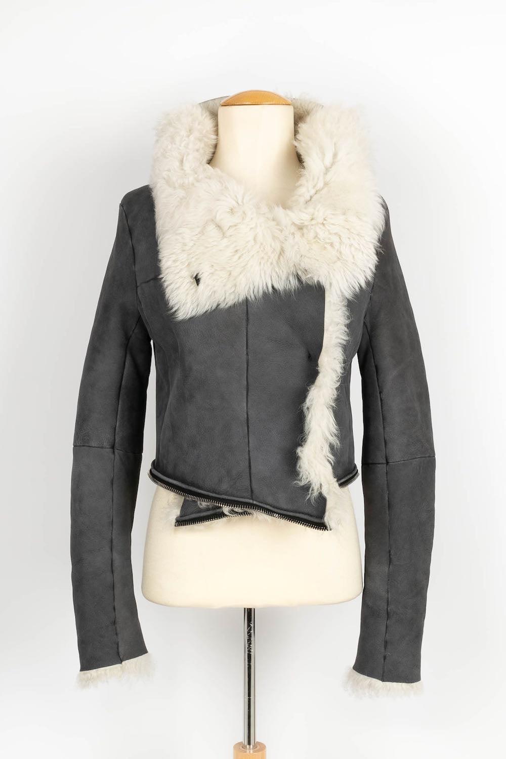 Peachoo + Krejberg Coat of Leather and Wool For Sale 4