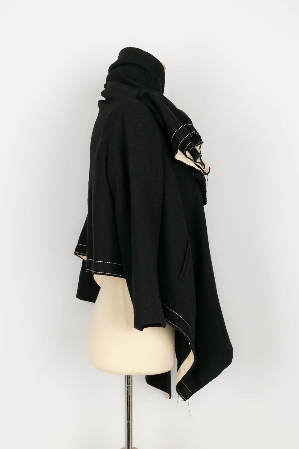 Women's Peachoo + Krejberg Jacket in Black Wool and Beige Canvas, 2008-2009 For Sale