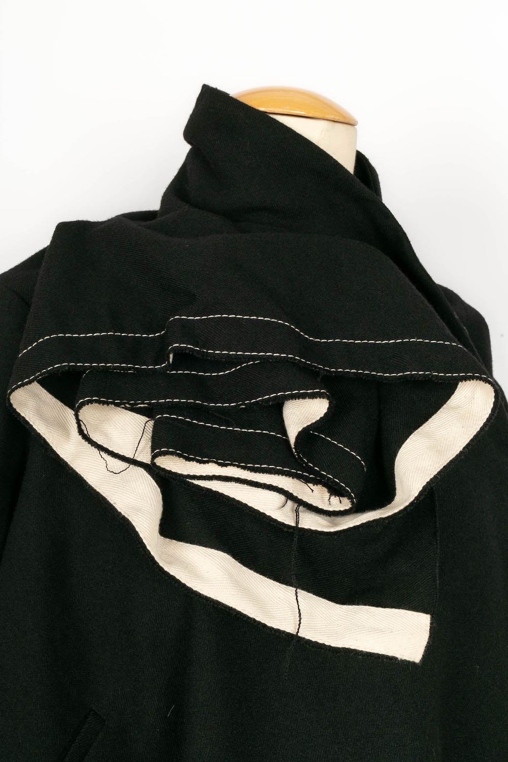 Peachoo + Krejberg Jacket in Black Wool and Beige Canvas, 2008-2009 For Sale 1