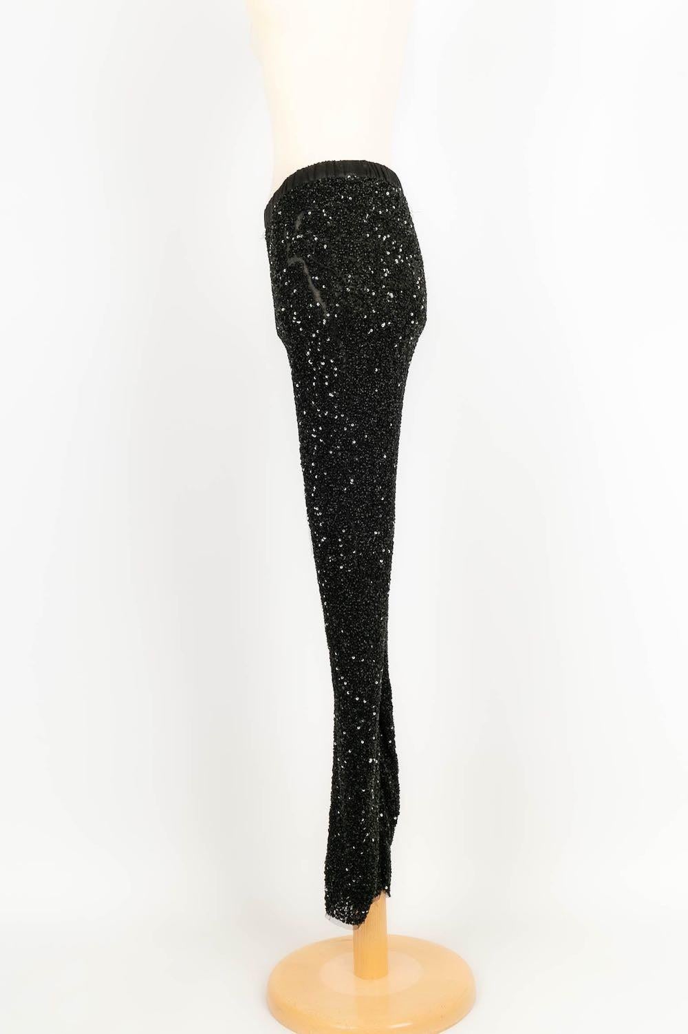 Women's Peachoo + Krejberg Legging Fully Embroidered with Black Beads For Sale