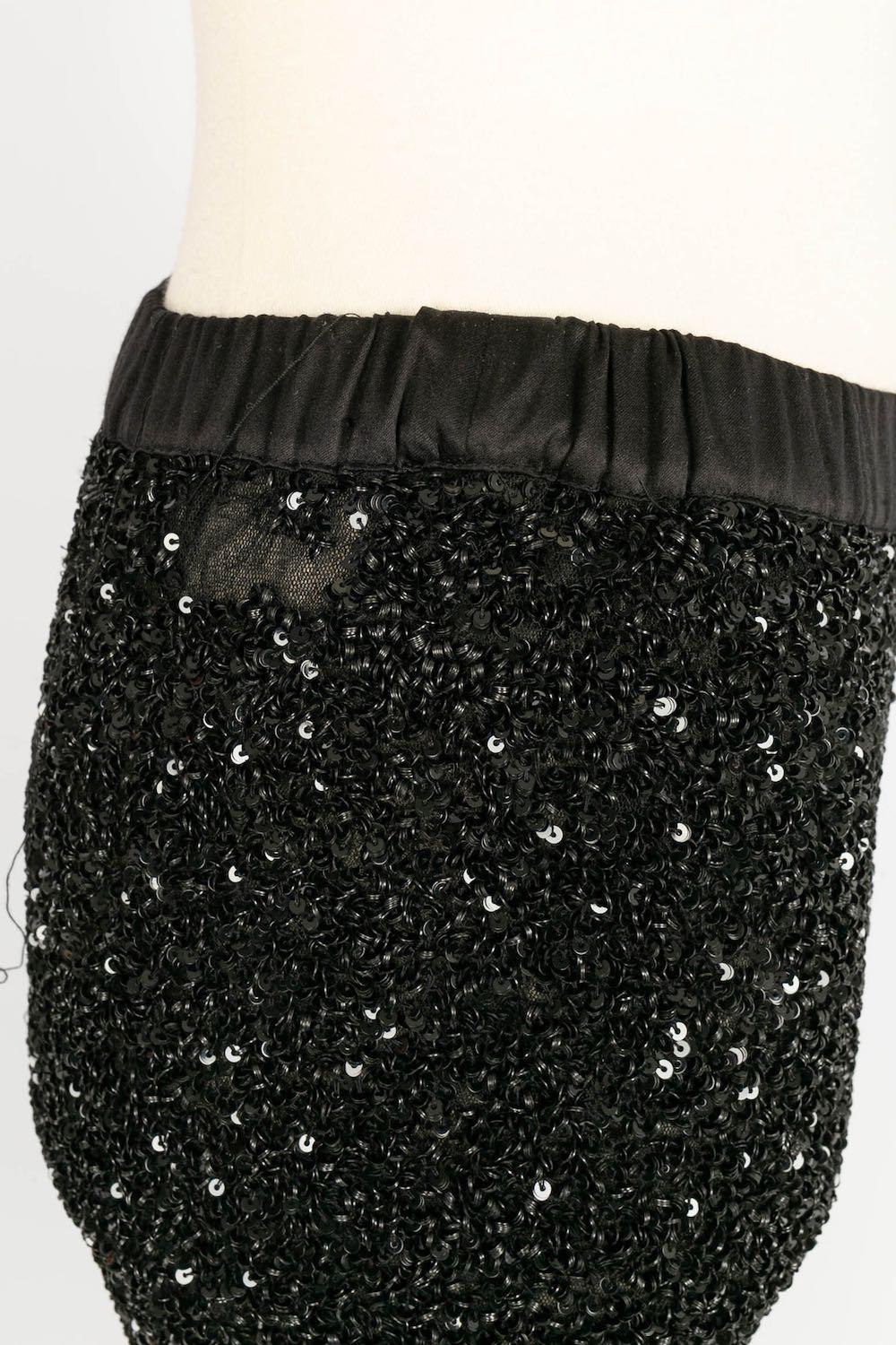 Peachoo + Krejberg Legging Fully Embroidered with Black Beads For Sale 1
