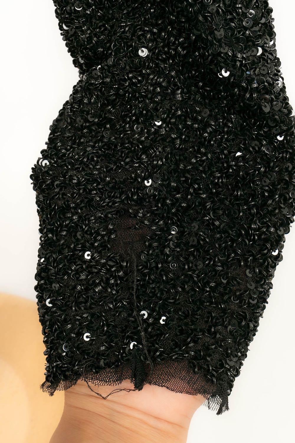 Peachoo + Krejberg Legging Fully Embroidered with Black Beads For Sale 2