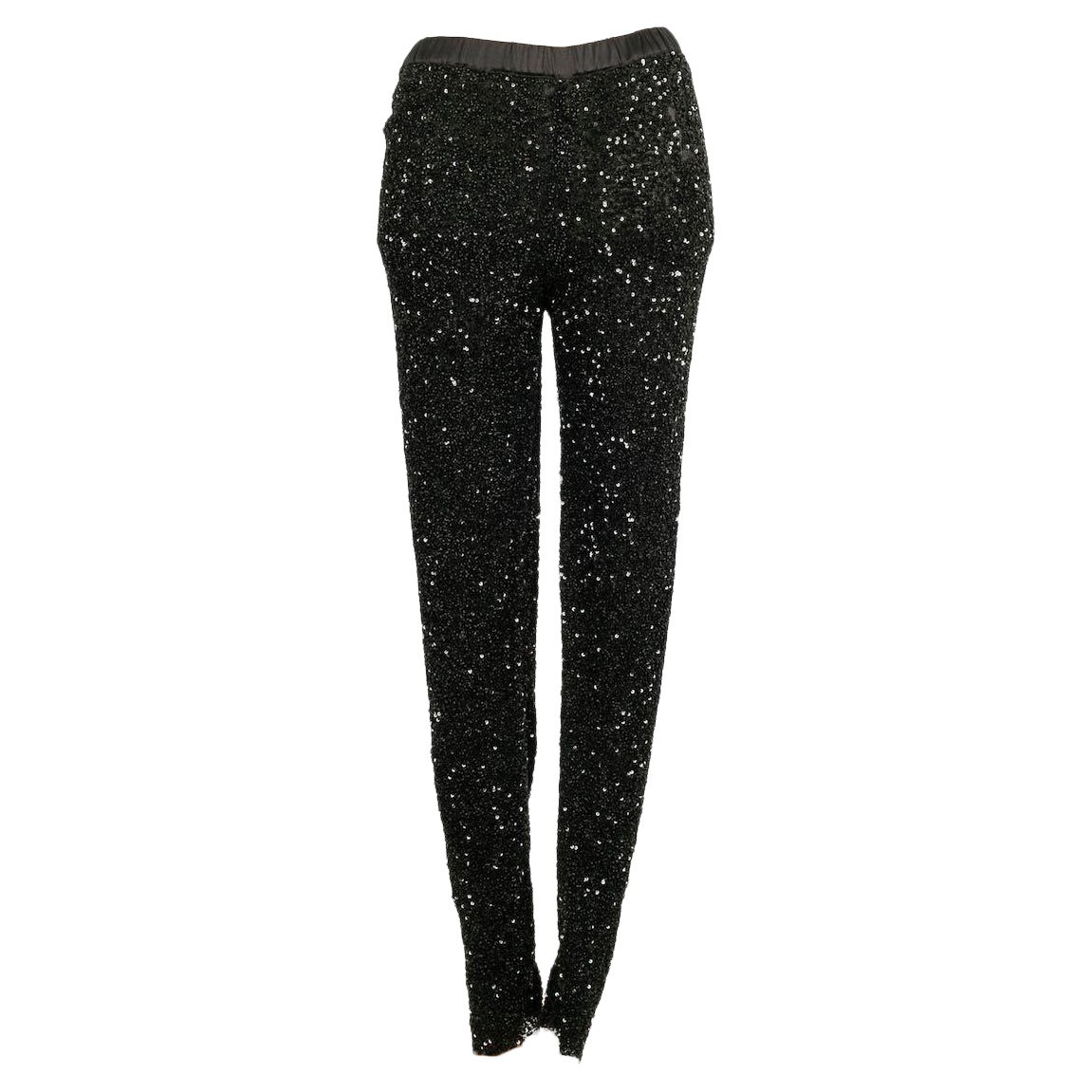 Legging Peachoo + Krejberg entièrement brodé de perles noires en vente