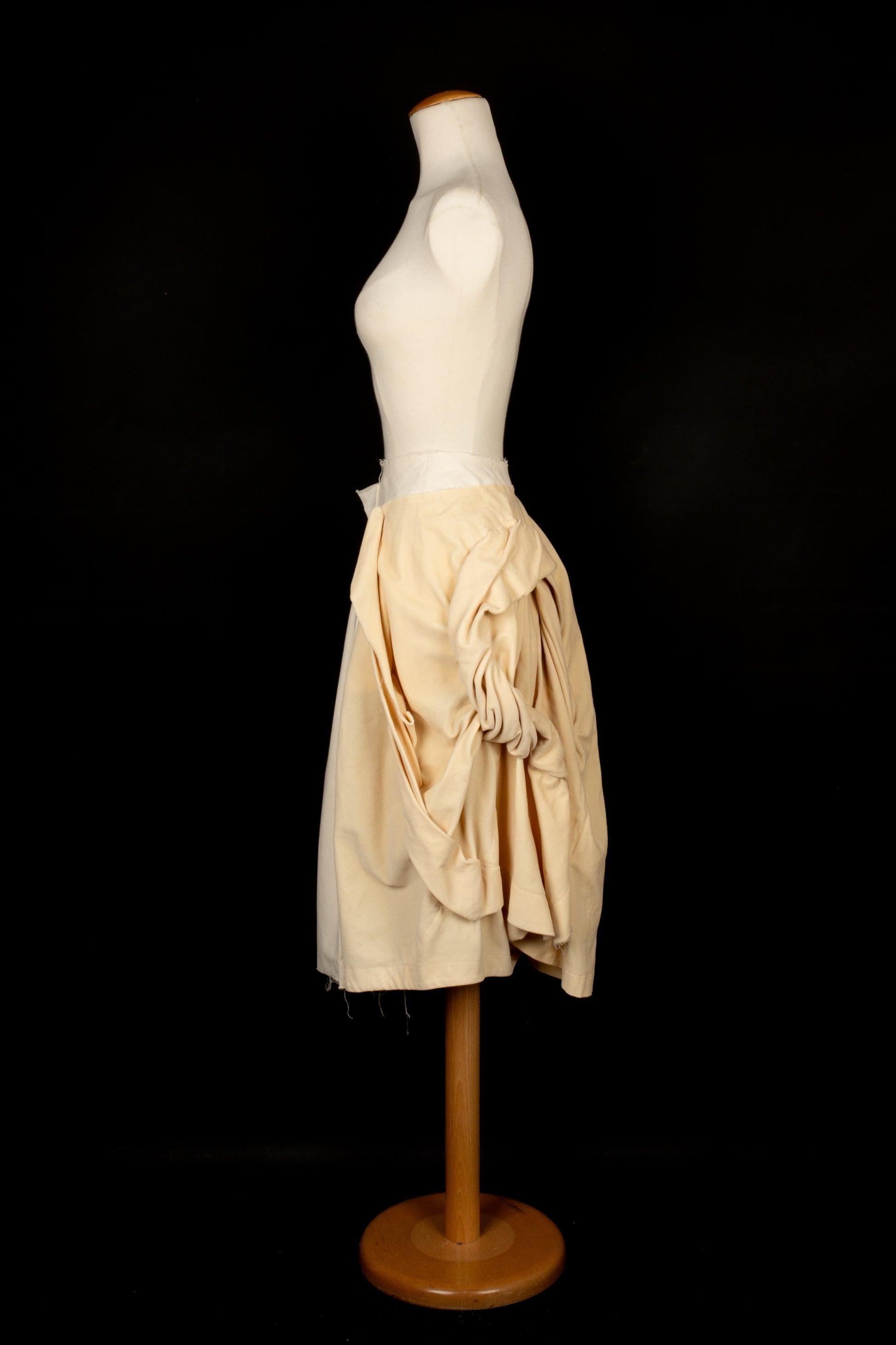 Women's Peachoo + Krejberg Off-White Canvas and Beige Velvet Skirt For Sale