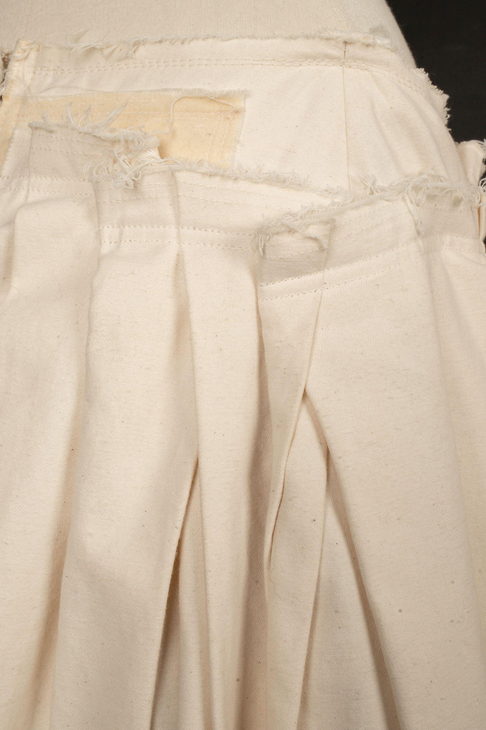 Peachoo + Krejberg Off-White Canvas and Beige Velvet Skirt For Sale 1