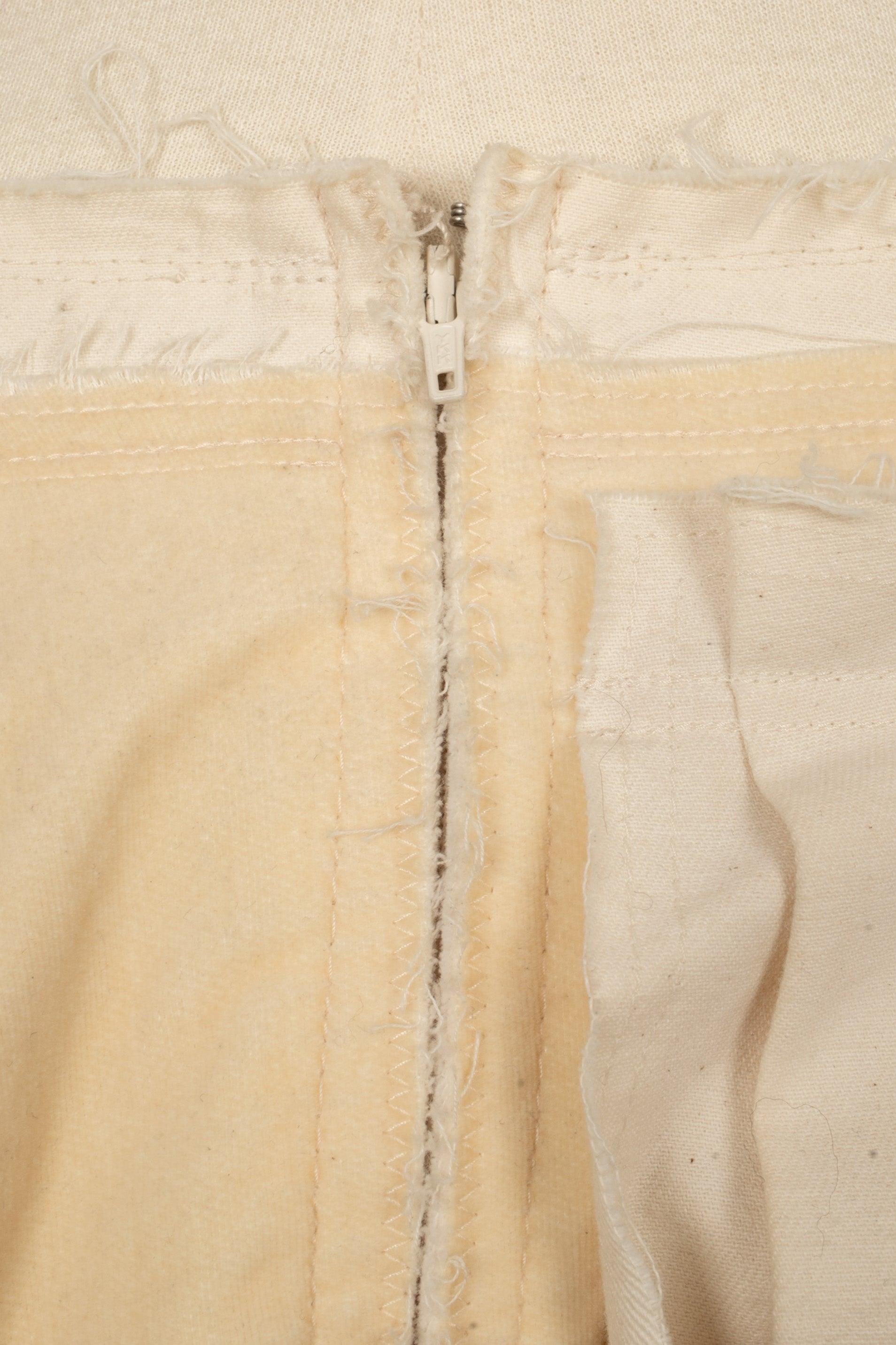 Peachoo + Krejberg Off-White Canvas and Beige Velvet Skirt For Sale 2