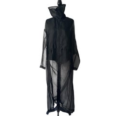 PEACHOO + KREJBERG Silk Flyproof Transparent Coat Black Avant-Garde Hooded Mesh