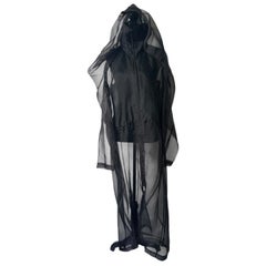 PEACHOO + KREJBERG Silk Flyproof Transparent Coat Black Avant-Garde Hooded Mesh