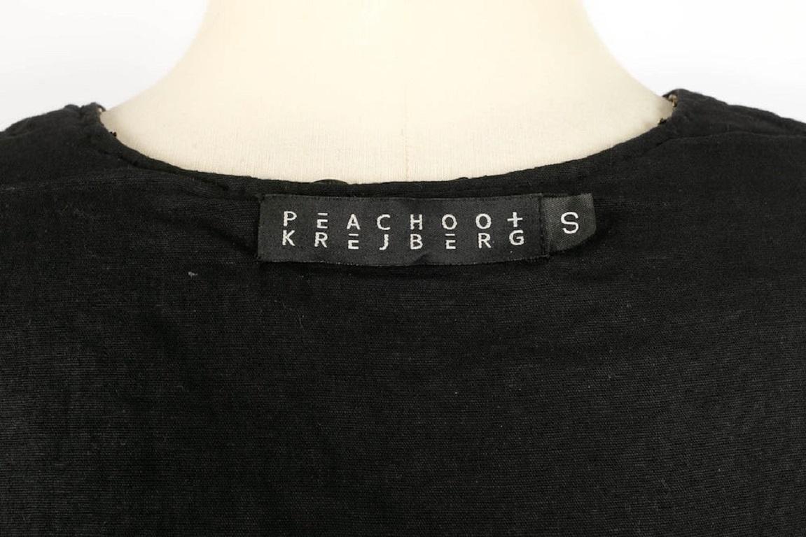 Peachoo + Krejberg Top Black Canvas Sewn with Pearls and Copper Metal Elements For Sale 2