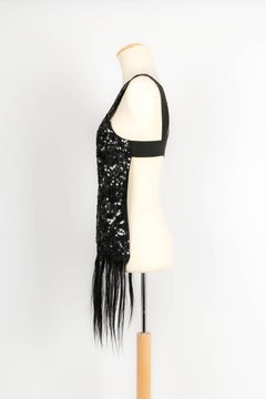 Peachoo + Krejberg Top in Black Sequin with Bare Back