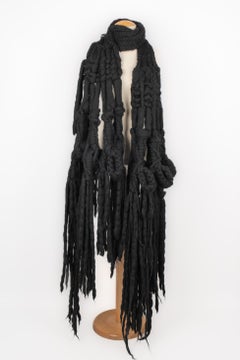 Peachoo+Krejberg Long Black Wool Scarf