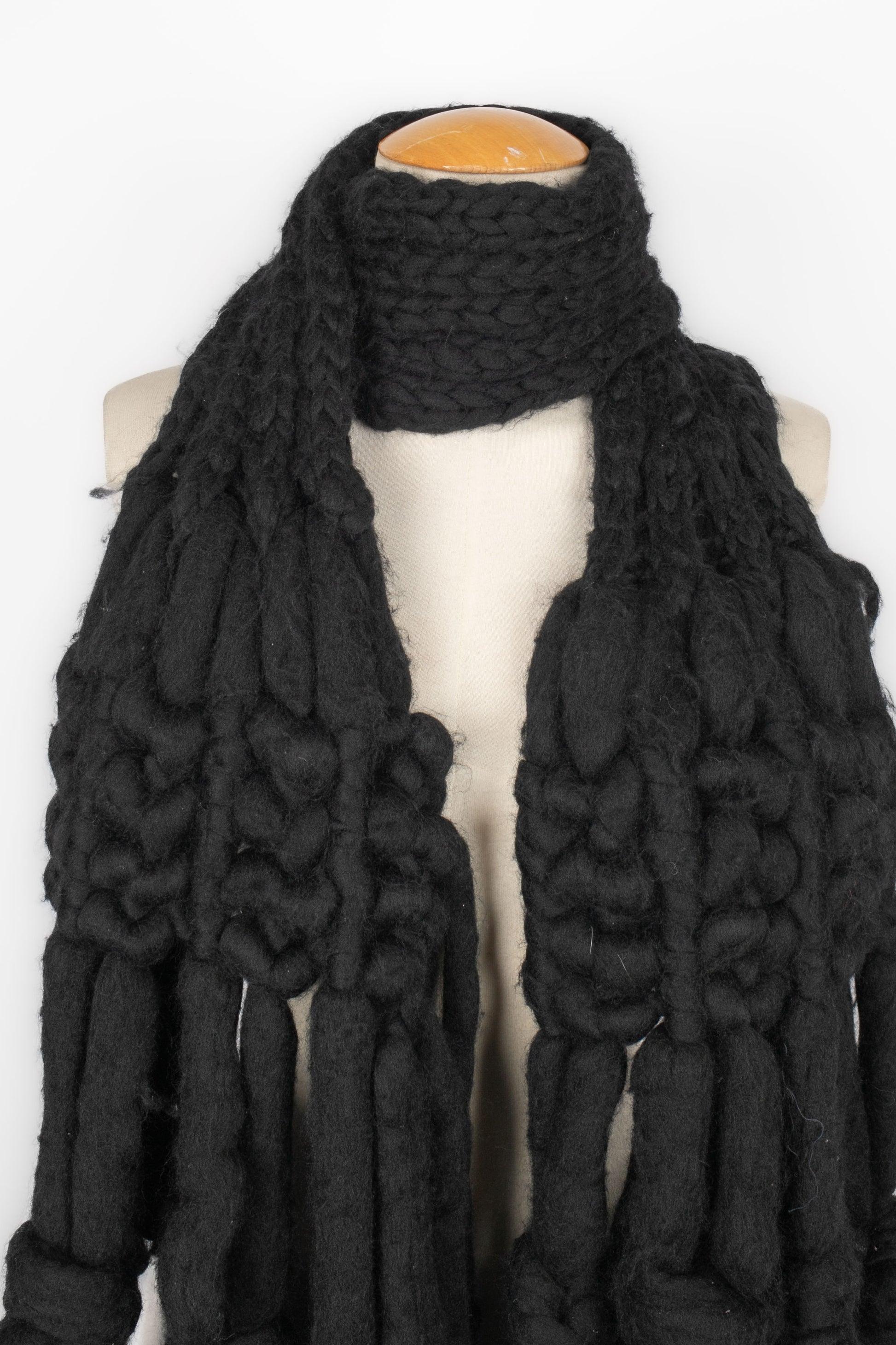 Peachoo+Krejberg Long Black Wool Scarf For Sale 1