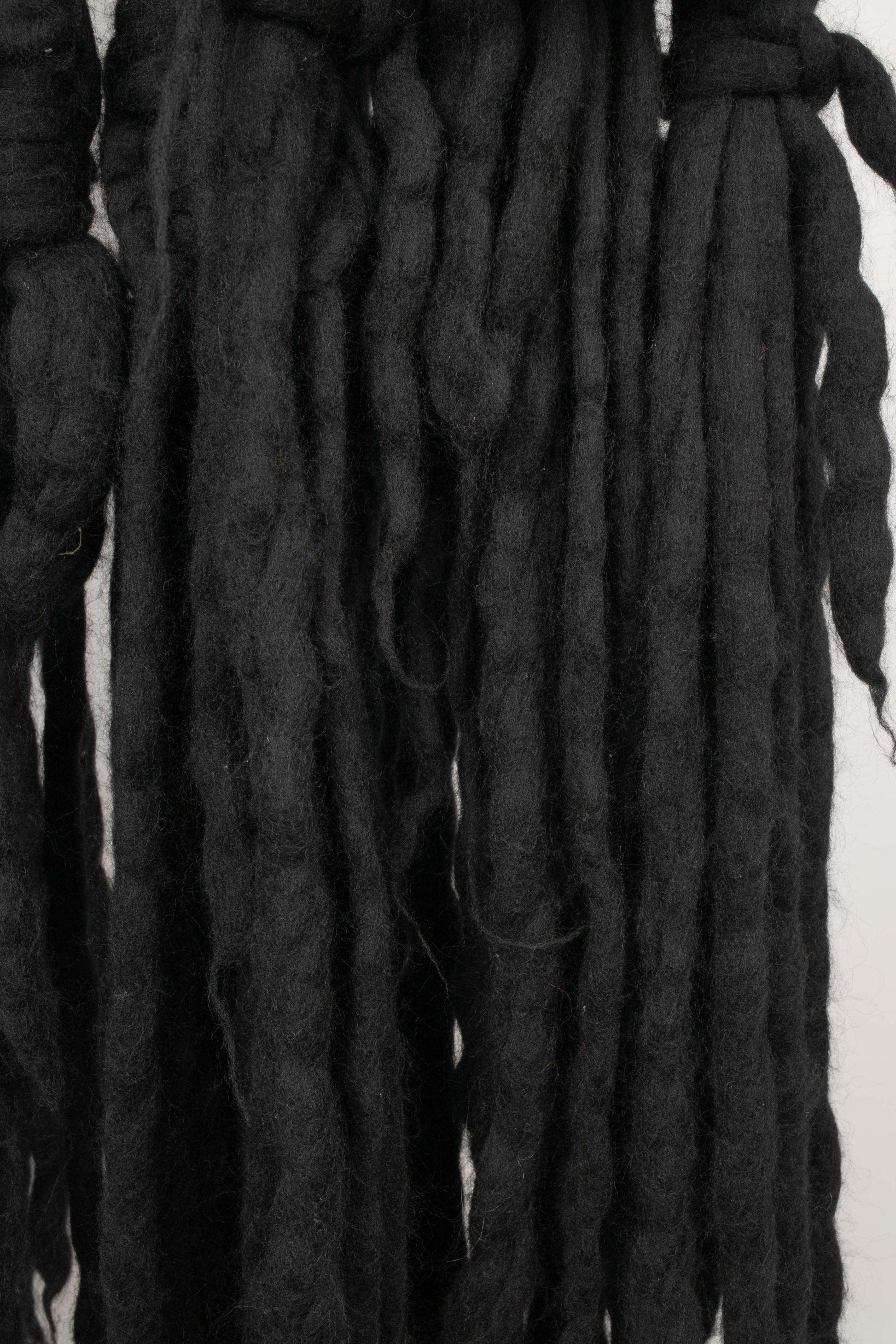 Peachoo+Krejberg Long Black Wool Scarf For Sale 2