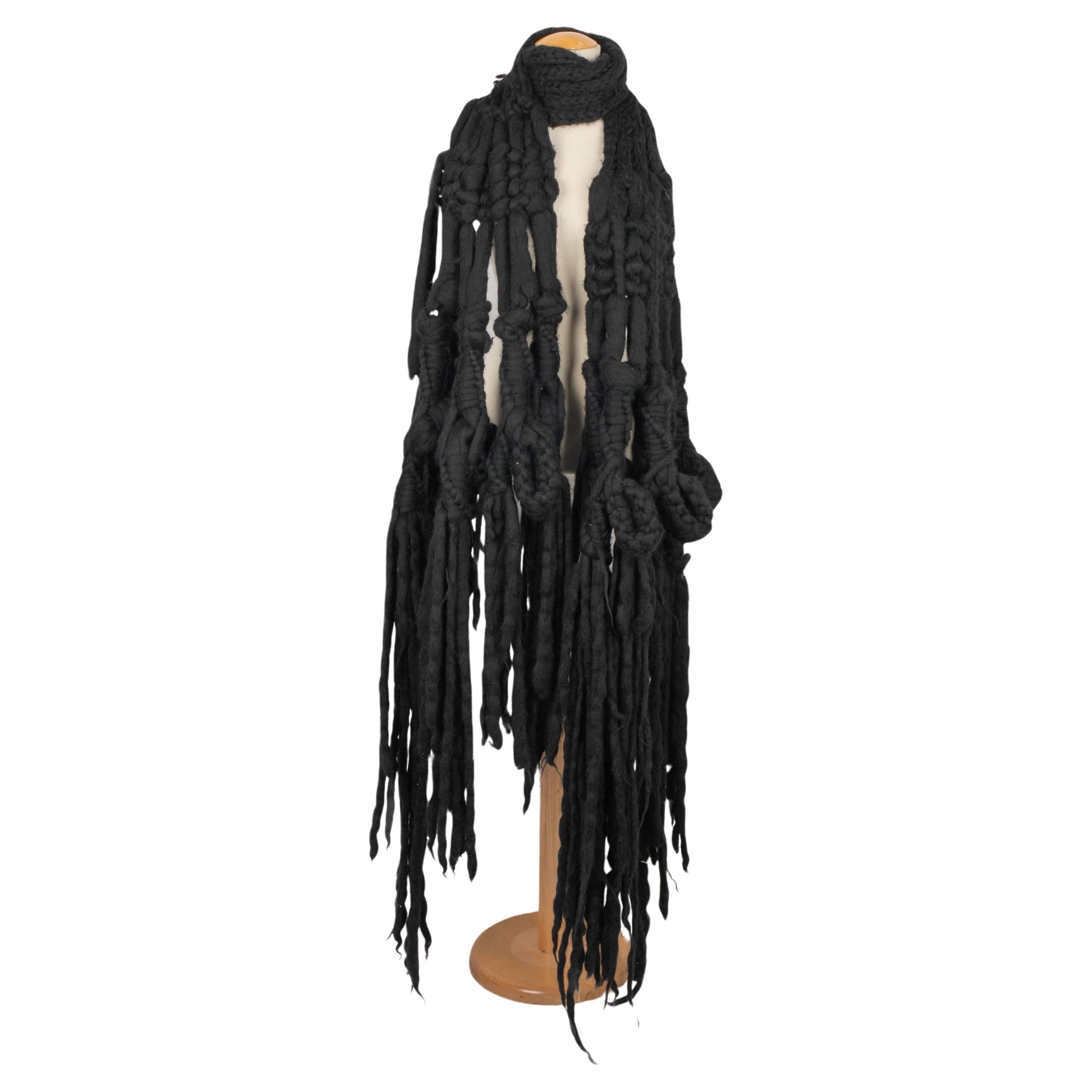 Peachoo+Krejberg Long Black Wool Scarf For Sale