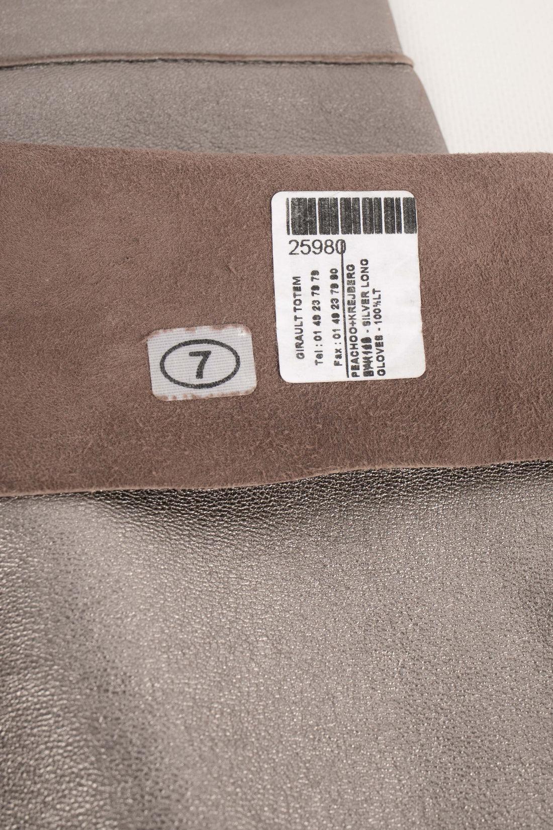 Peachoo+Krejberg Long Silvery Leather Gloves For Sale 1