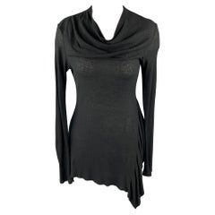 PEACHOO+KREJBERG Size M Black Ribbed Viscose / Wool Asymmetrical Dress