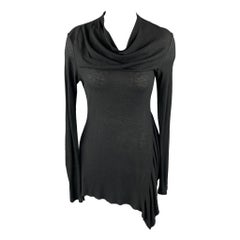 PEACHOO+KREJBERG Size S Black Cotton Asymmetrical Casual Top