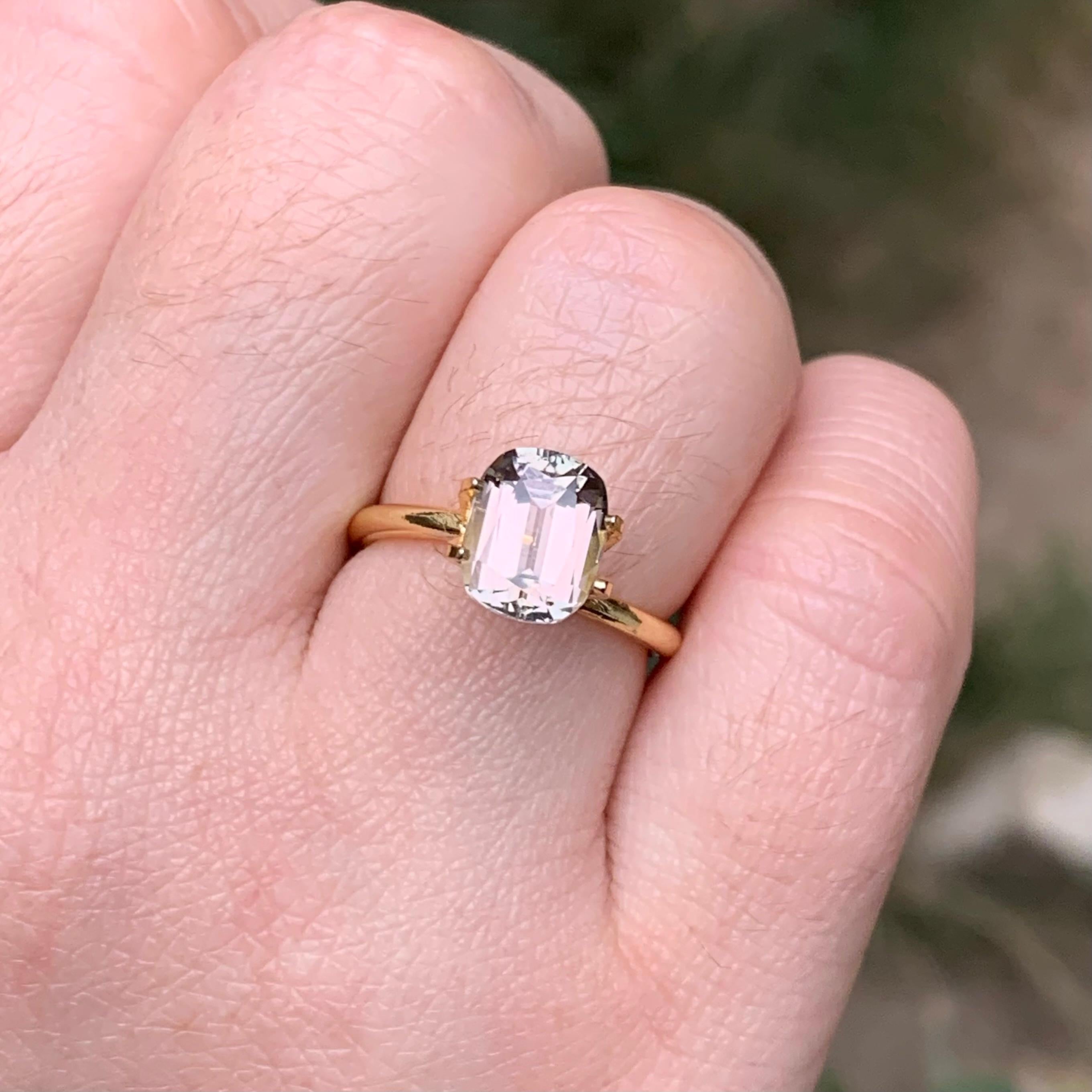 Peachy Beige Natural Tourmaline Ring Loose Gemstone 2.95 Ct Cushion Cut-Jewelry For Sale 5