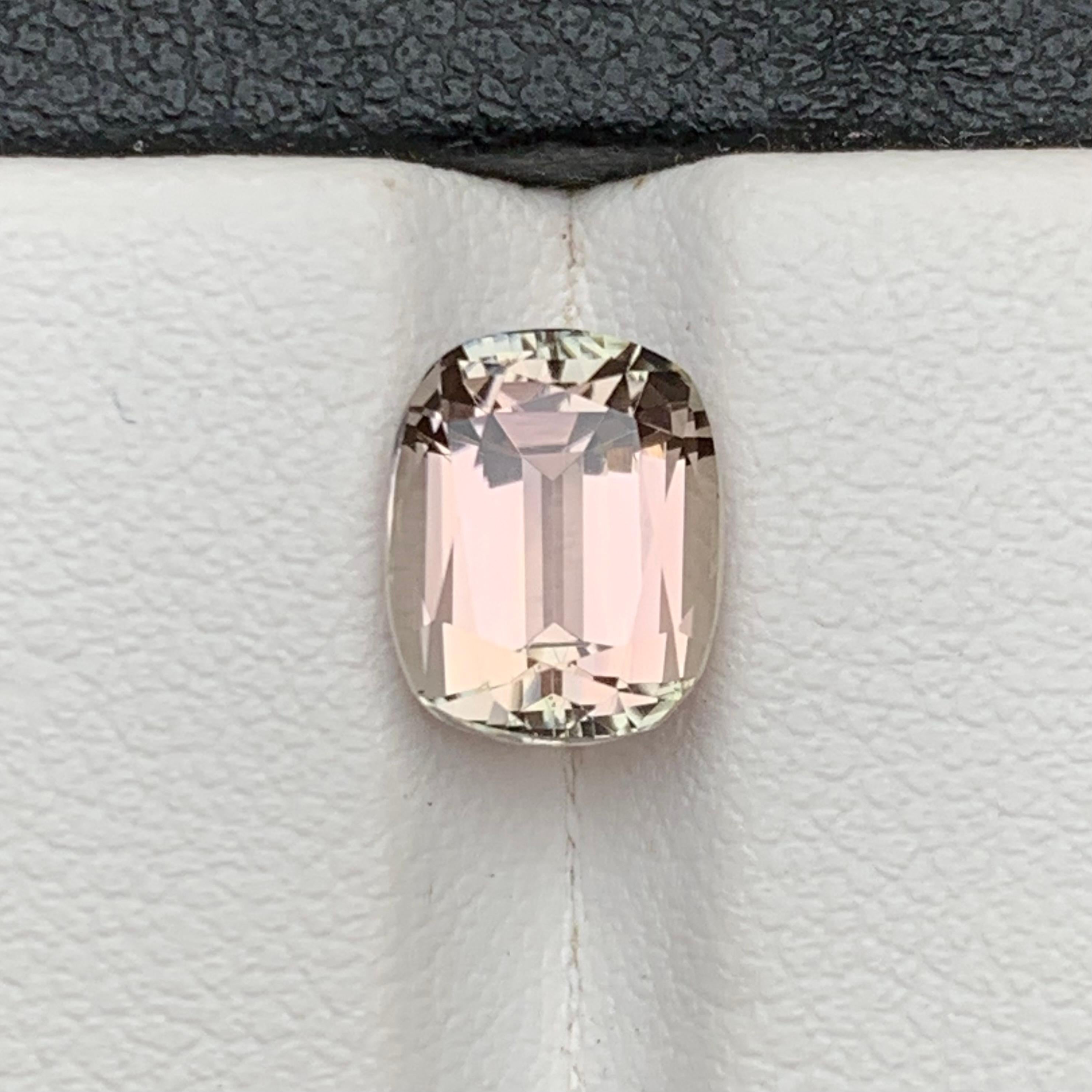 Peachy Beige Natural Tourmaline Ring Loose Gemstone 2.95 Ct Cushion Cut-Jewelry For Sale 6