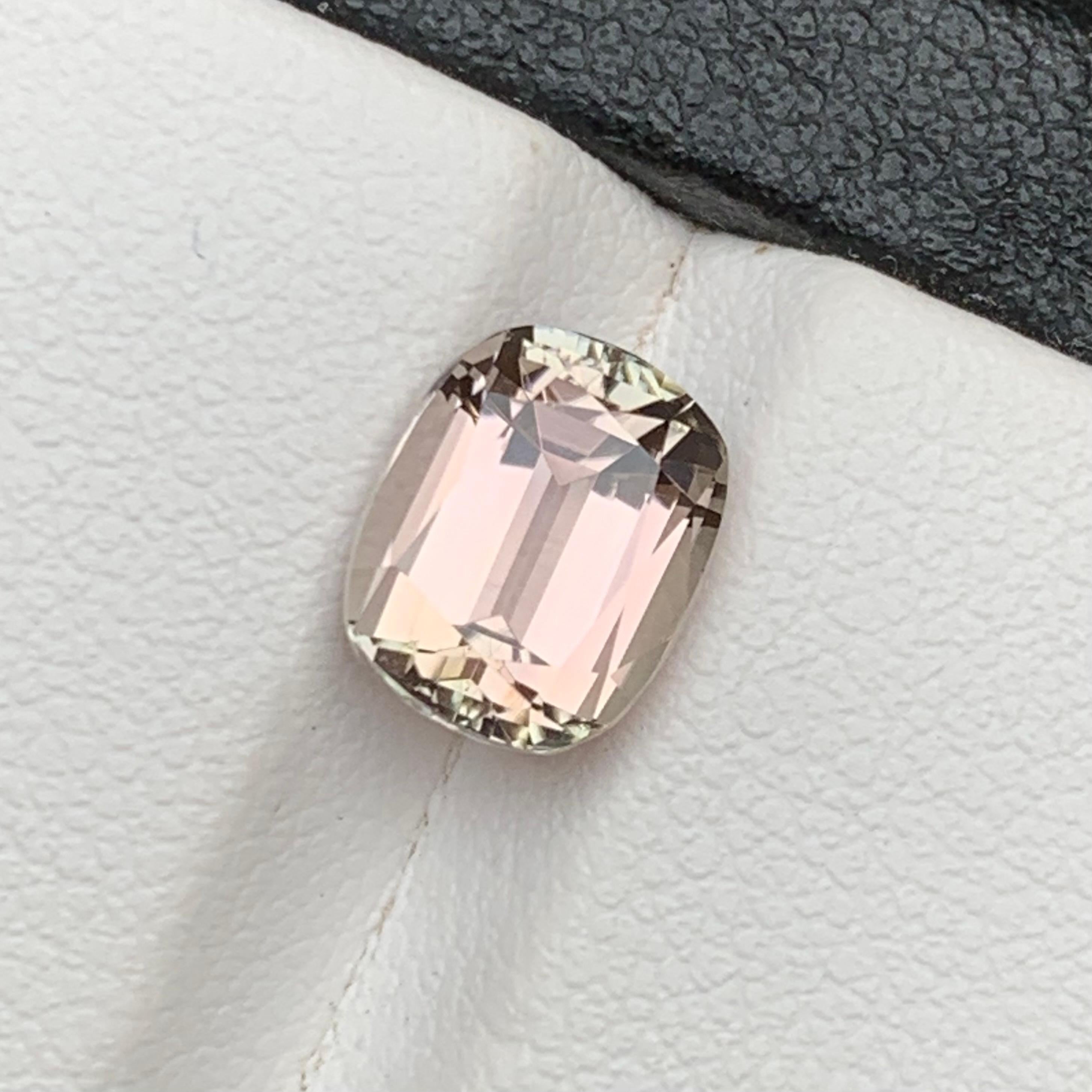 Peachy Beige Natural Tourmaline Ring Loose Gemstone 2.95 Ct Cushion Cut-Jewelry For Sale 7