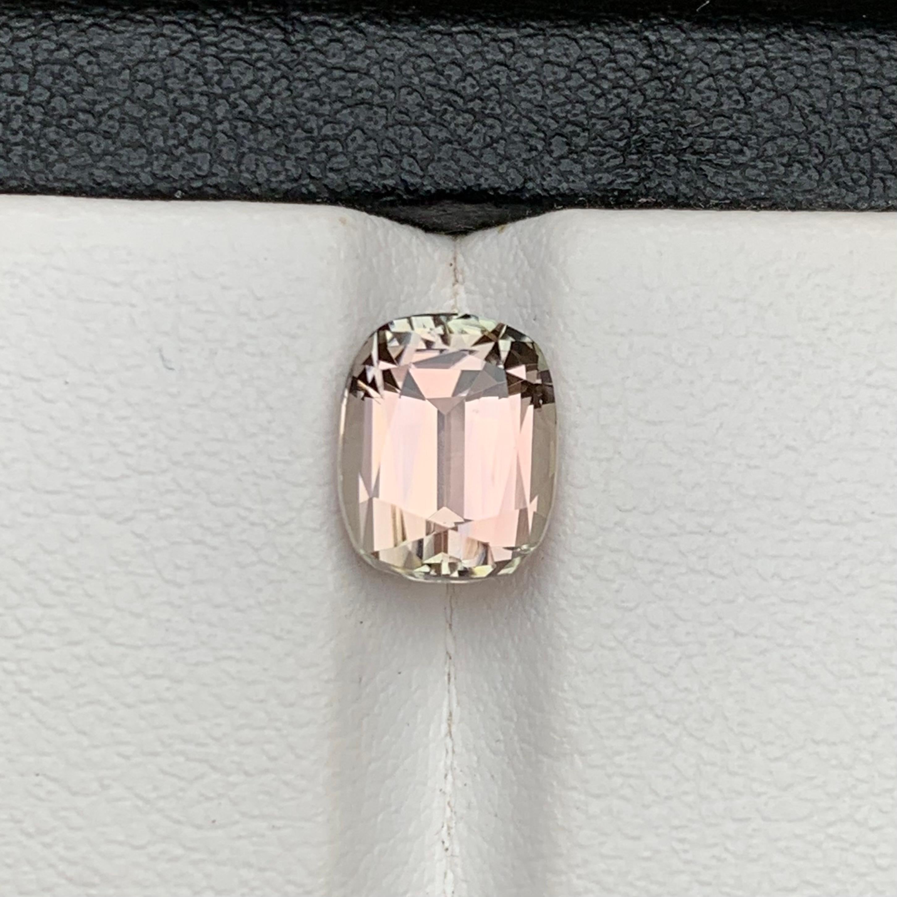 Peachy Beige Natural Tourmaline Ring Loose Gemstone 2.95 Ct Cushion Cut-Jewelry For Sale 8