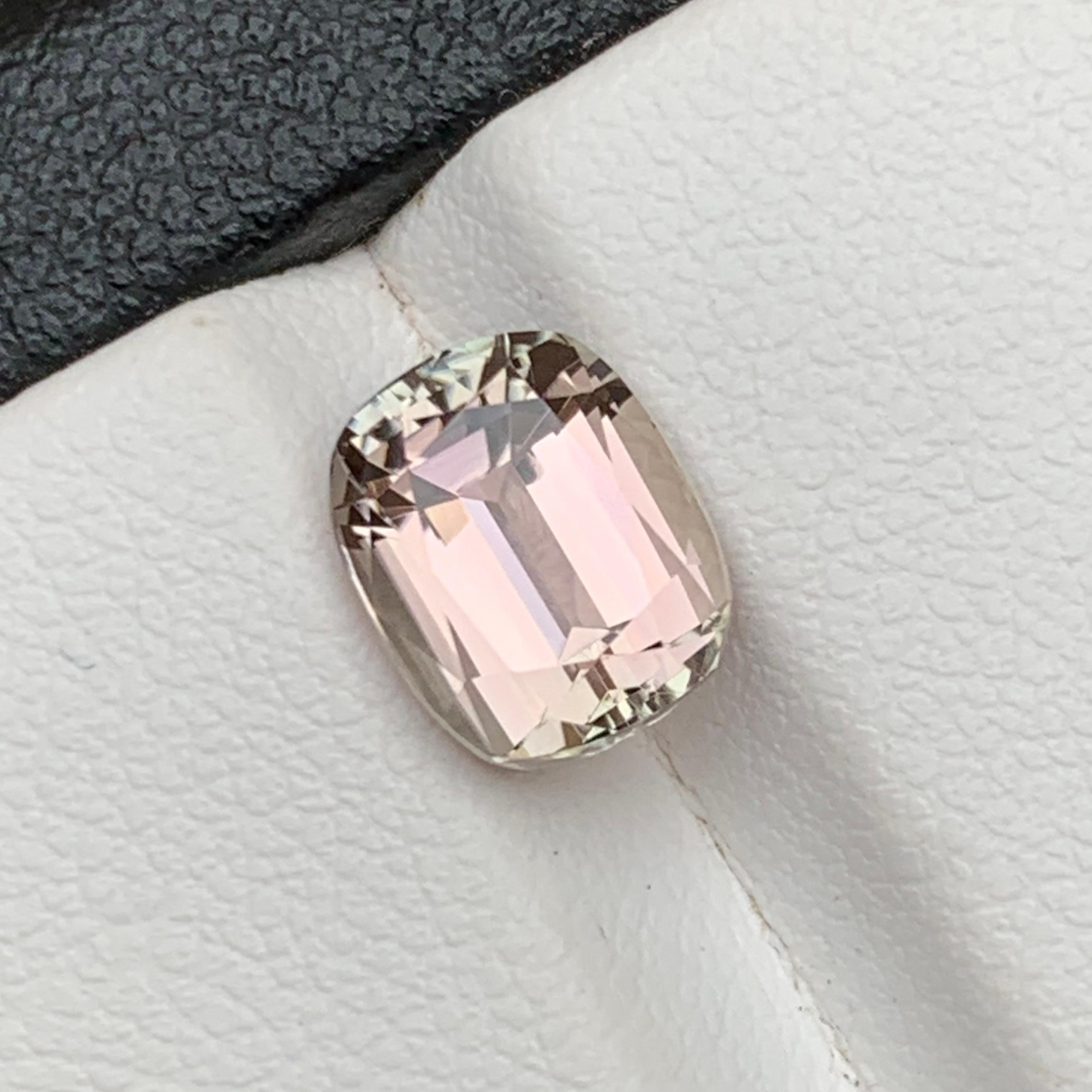 Contemporary Peachy Beige Natural Tourmaline Ring Loose Gemstone 2.95 Ct Cushion Cut-Jewelry For Sale