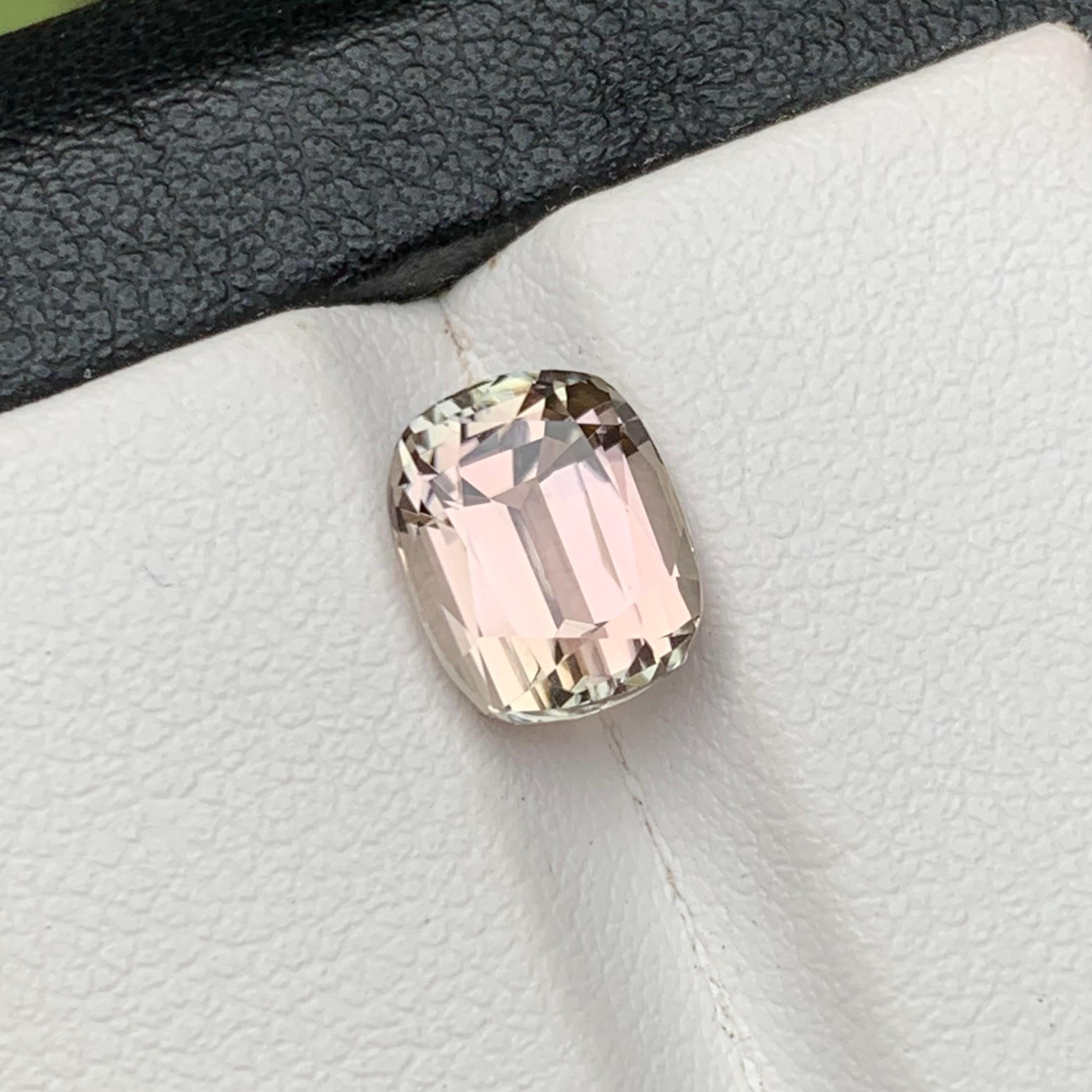 Peachy Beige Natural Tourmaline Ring Loose Gemstone 2.95 Ct Cushion Cut-Jewelry For Sale 1