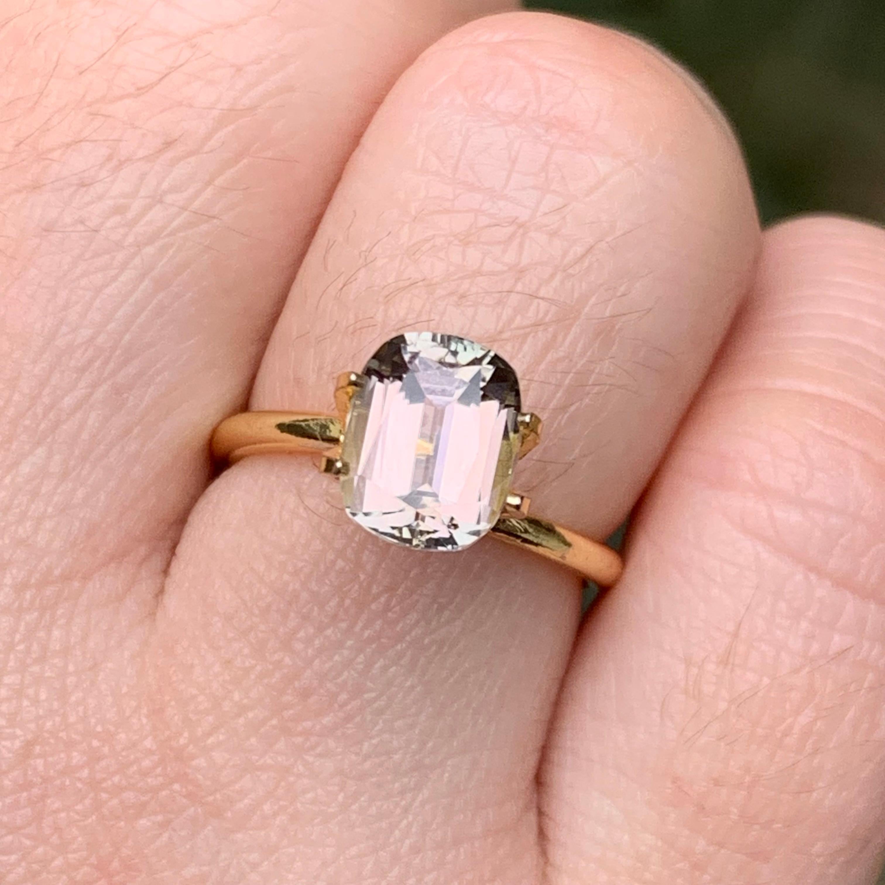 Peachy Beige Natural Tourmaline Ring Loose Gemstone 2.95 Ct Cushion Cut-Jewelry For Sale 2