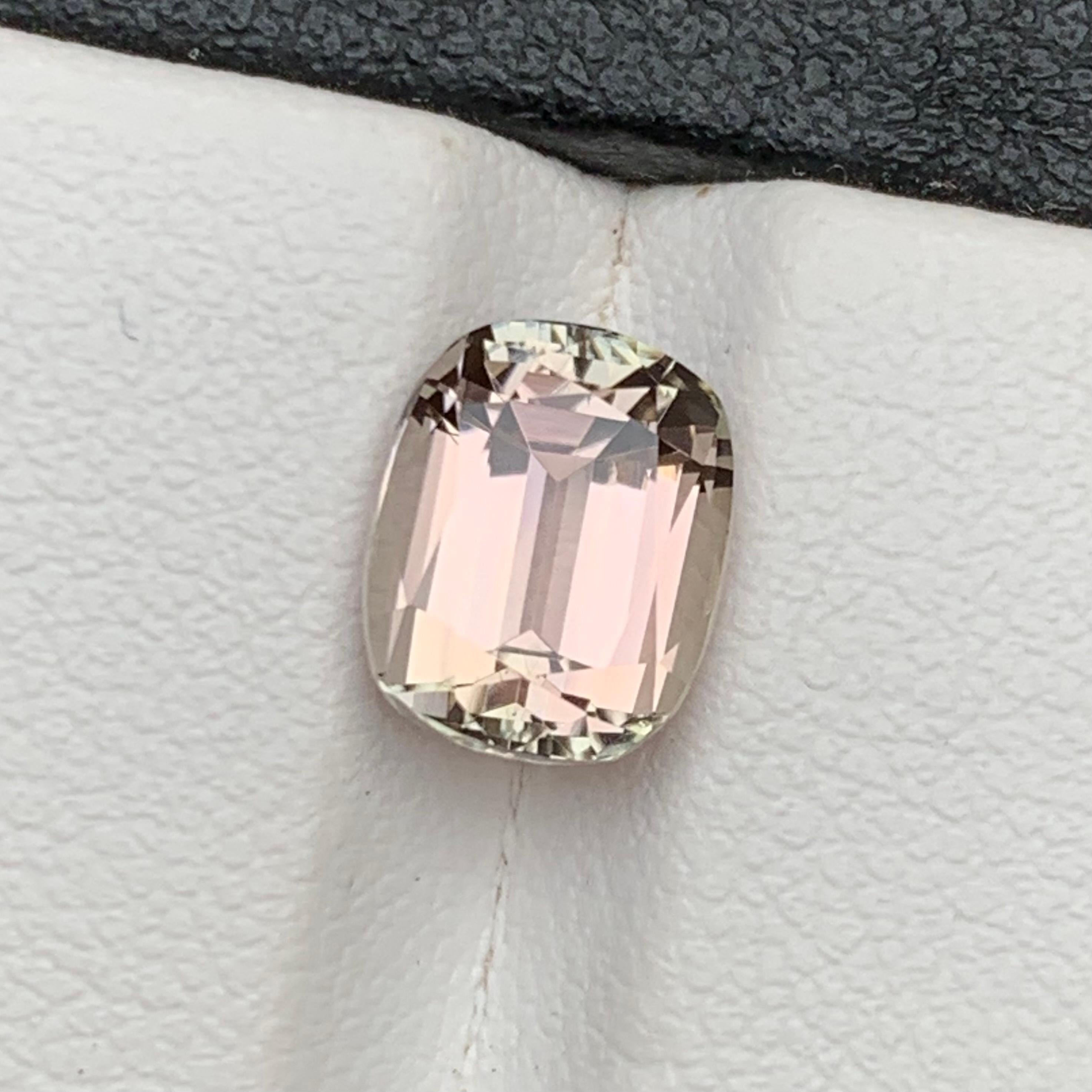 Peachy Beige Natural Tourmaline Ring Loose Gemstone 2.95 Ct Cushion Cut-Jewelry For Sale 4