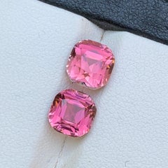 Peachy Bubblegum Pink Natural Tourmaline 4.71 Carat Cushion Cut Loose Gemstones