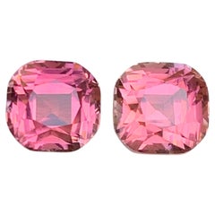 Peachy Bubblegum Pink Natural Tourmaline 4.71 Carat Cushion Cut Loose Gemstones