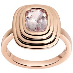 Peachy-Lavender Sapphire Step Ring in Rose Gold