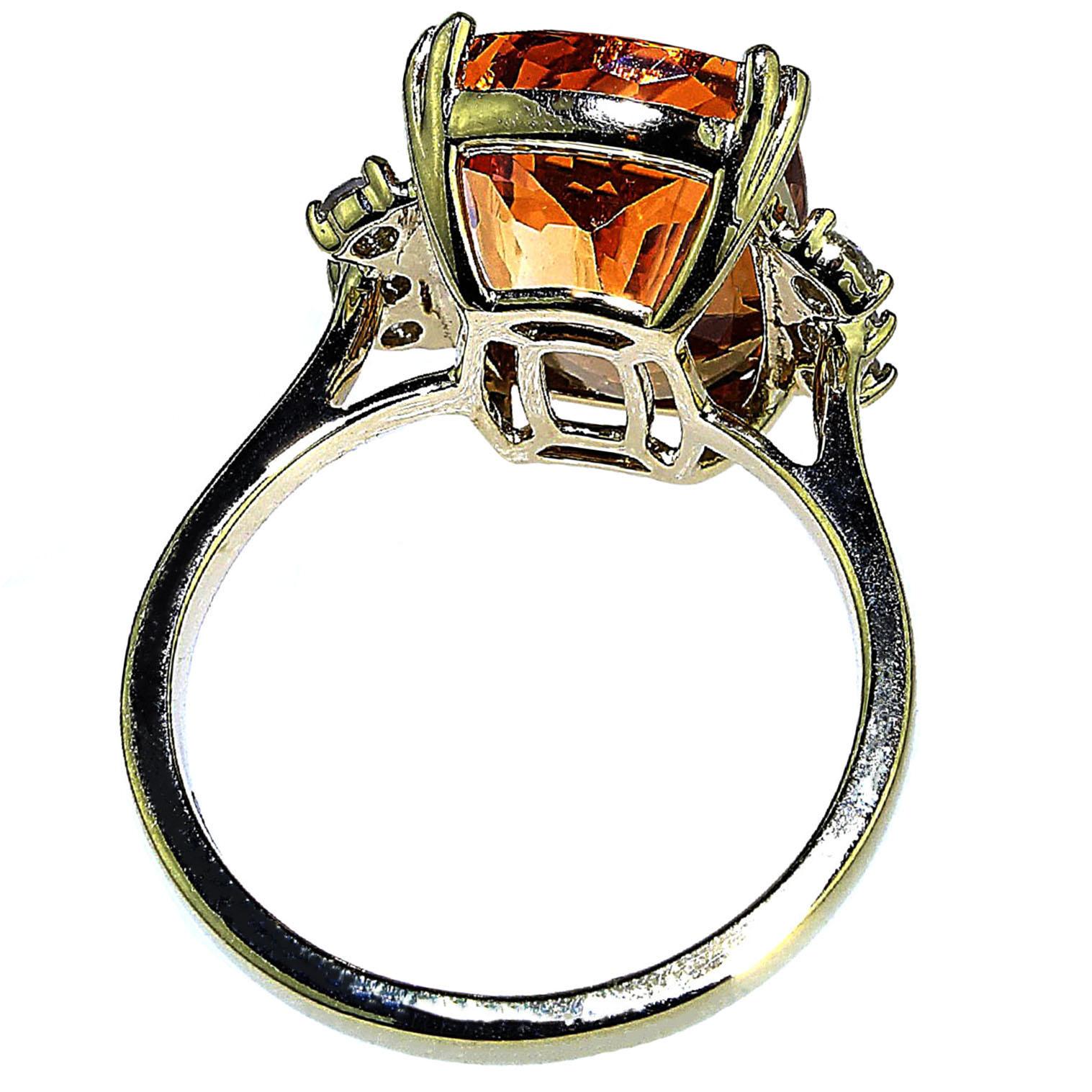 Women's Peachy/Orange Imperial Topaz and Diamond Cocktail Ring