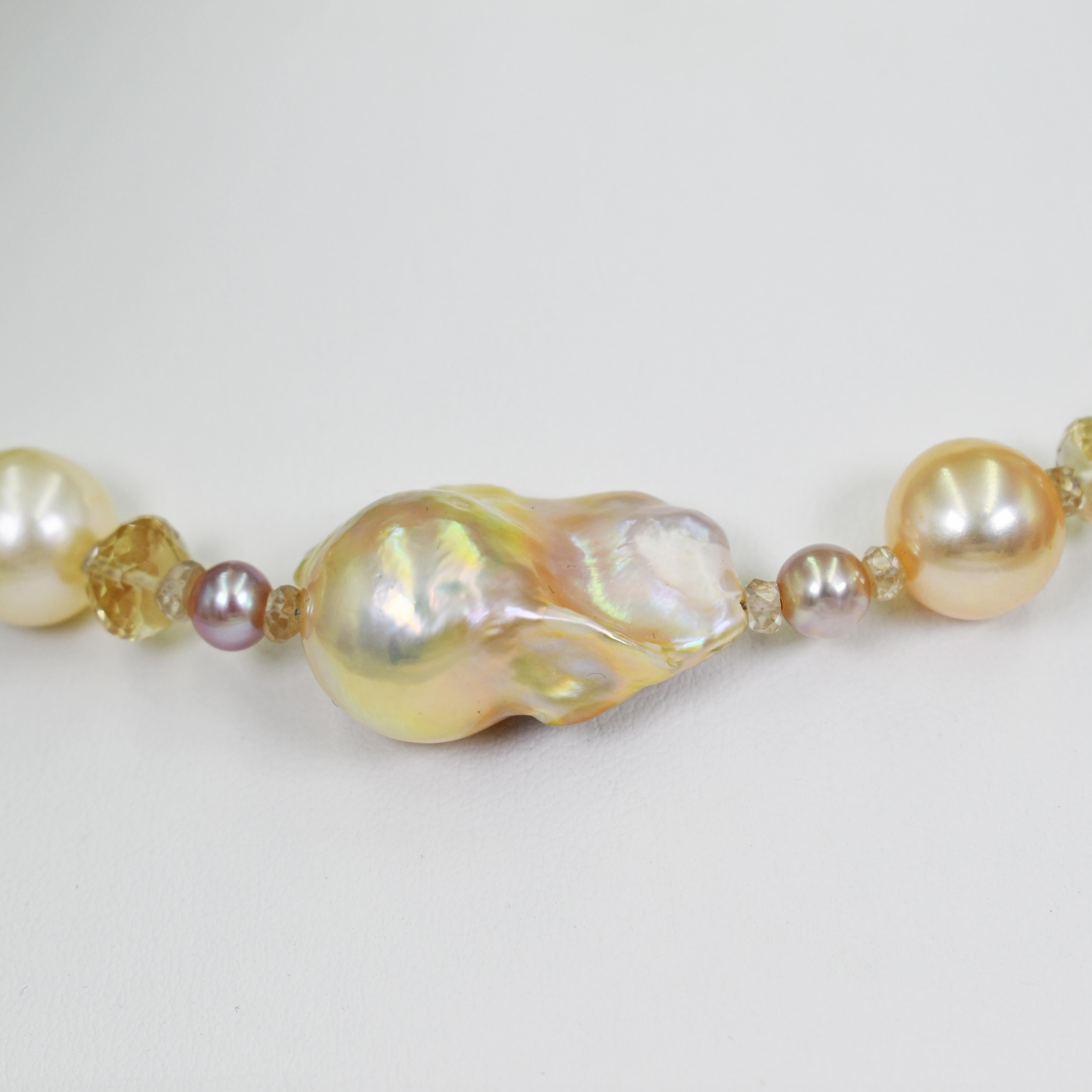 pink baroque pearl necklace