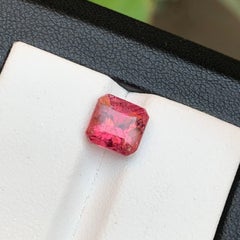 Peachy Pink Natural Rubellite Tourmaline Ring Loose Gemstone 2.60 Ct Emerald Cut