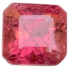 Peachy Pink Natural Rubellite Tourmaline Ring Loose Gemstone 2.60 Ct Emerald Cut