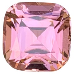 Peachy Pink Natural Tourmaline 4.44Ct Square Cushion Cut Loose Gemstone for Ring